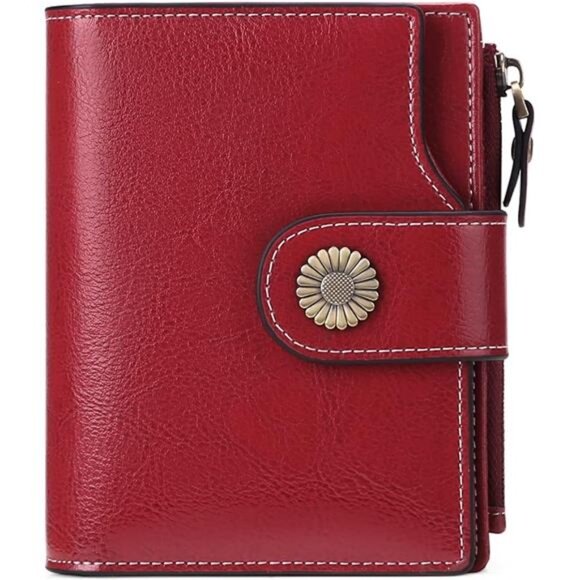 Small Wallet for Women Leather Bifold Compact Small Womens Wallet - Picture 1 of 6